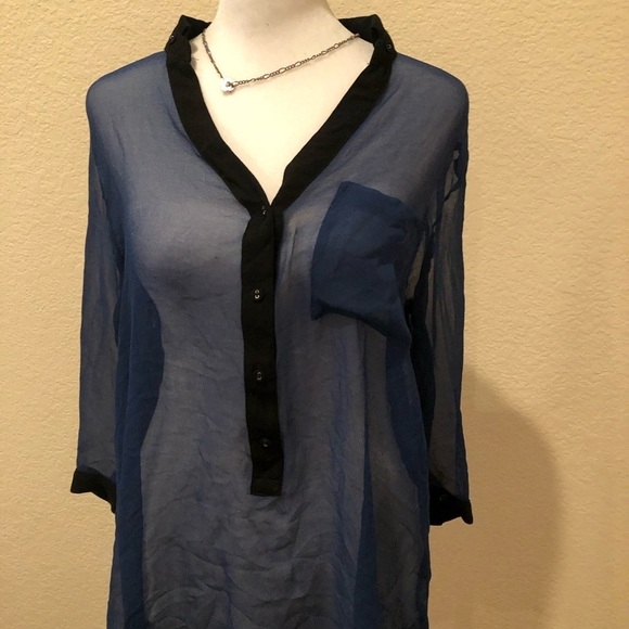 Cute Classy Vera Wang Sheer Button Up - Picture 5 of 5